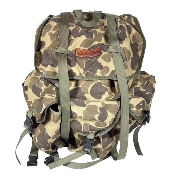 Vintage Cabelas Backpack Camo Camouflage Hunting Hiking Camping Pack Bag - Picture 1 of 10